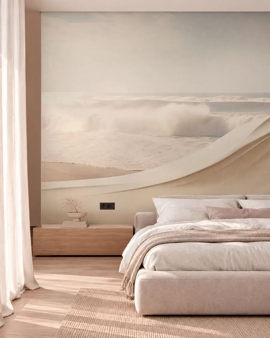 murales de pared Olas del mar entre formas arenosas que fluyen w05895