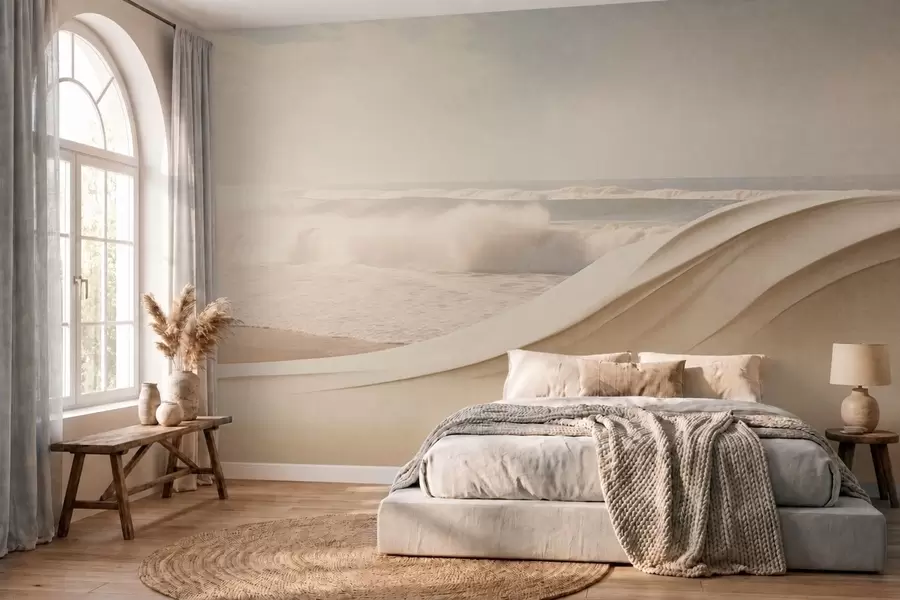 murales de pared Olas del mar entre formas arenosas que fluyen w05895