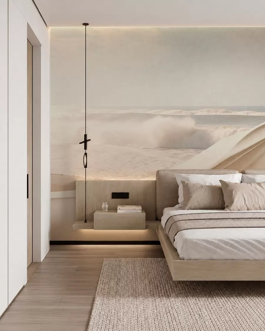 murales de pared Olas del mar entre formas arenosas que fluyen w05895
