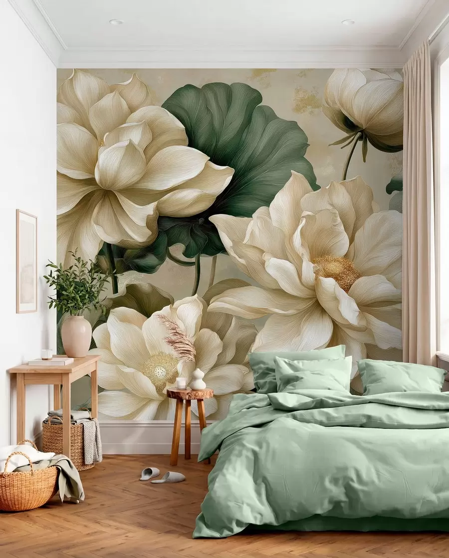murales de pared Flores y hojas de loto w05746