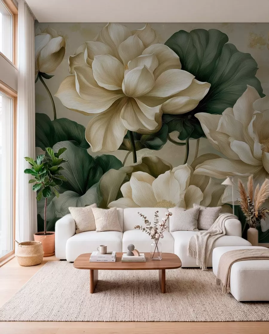 murales de pared Flores y hojas de loto w05746