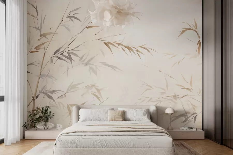 murales de pared Hojas de bambú afiladas w05917