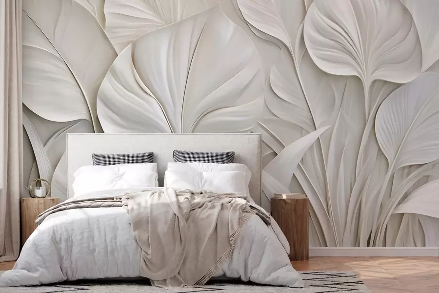 murales de pared Hojas grandes en estilo de bajorrelieve w10074