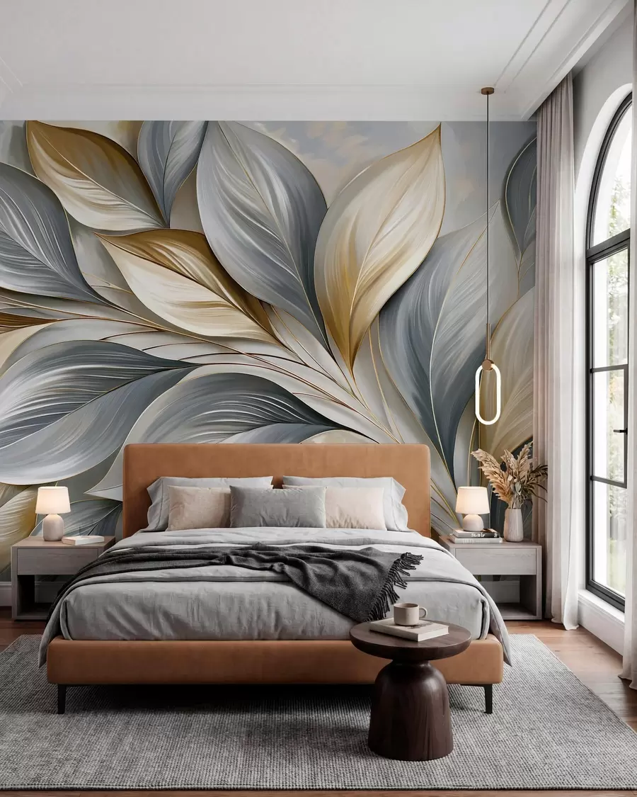 murales de pared Hojas curvadas de alta calidad con un estilo pintoresco w10076