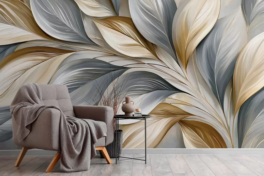 murales de pared Hojas curvadas de alta calidad con un estilo pintoresco w10076