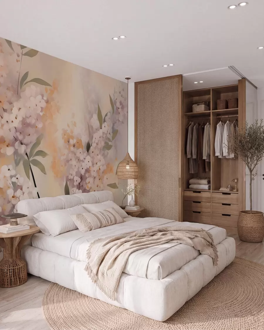 murales de pared Ramas abstractas con flores w05872