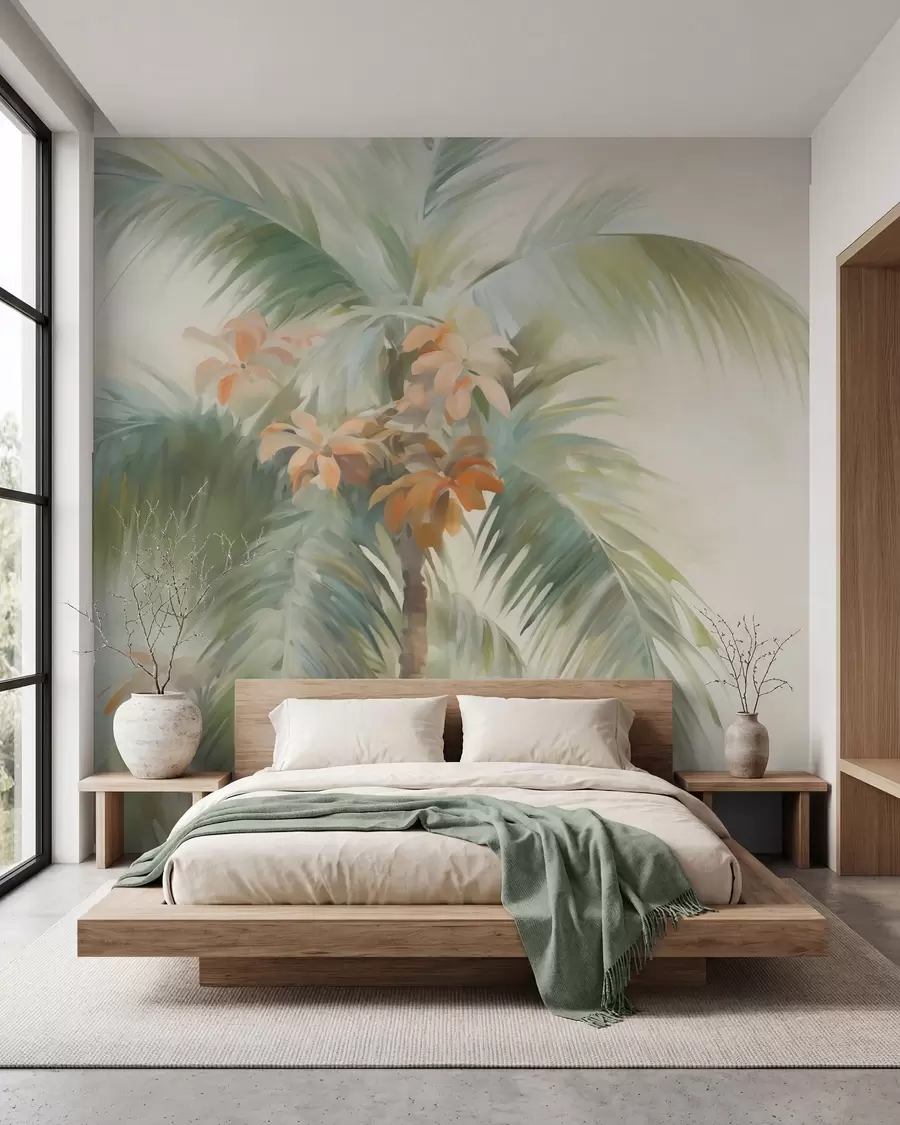 murales de pared Palmera abstracta, pintura de imitación w05876