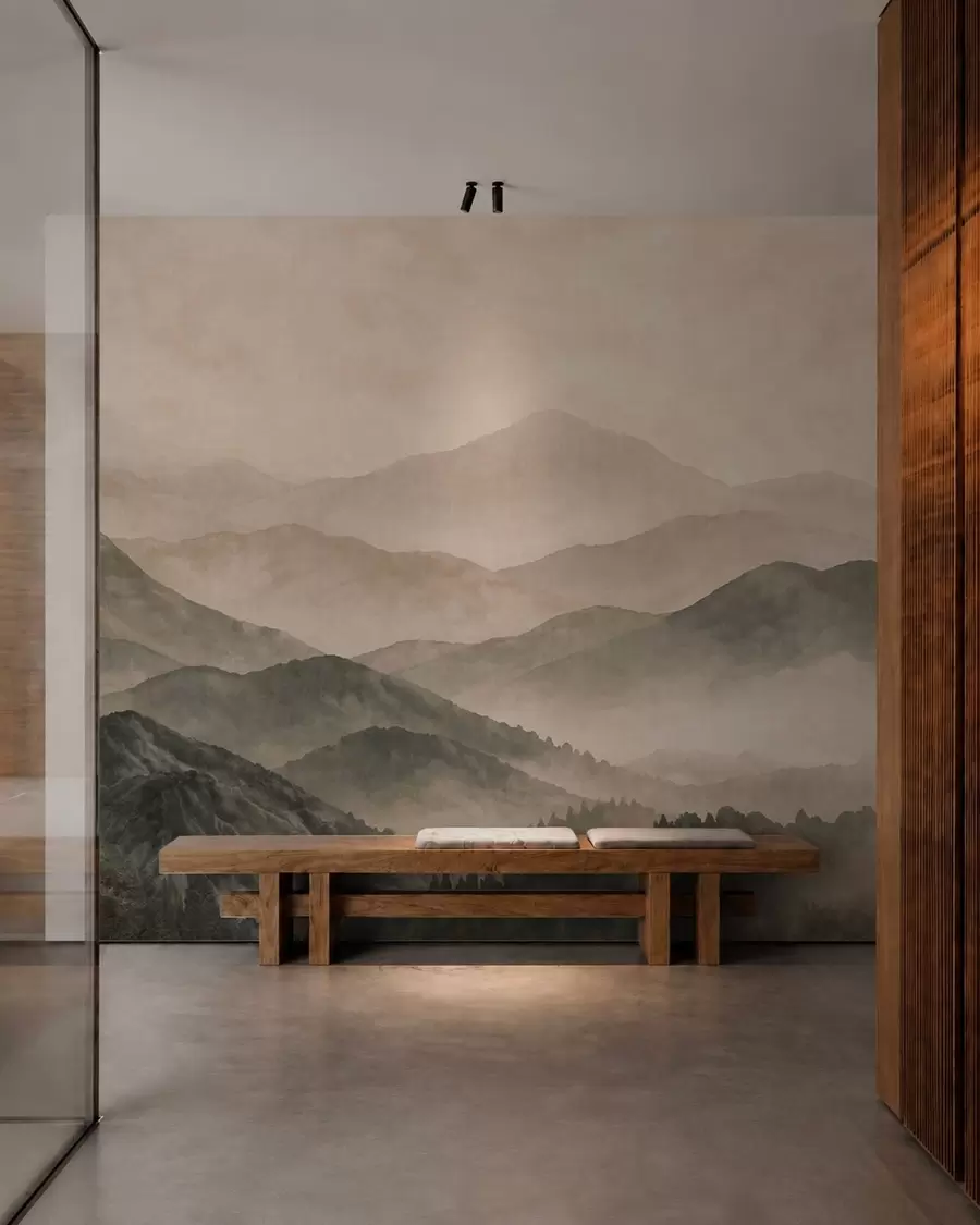 murales de pared Cordilleras brumosas y bosques oscuros w05925v3