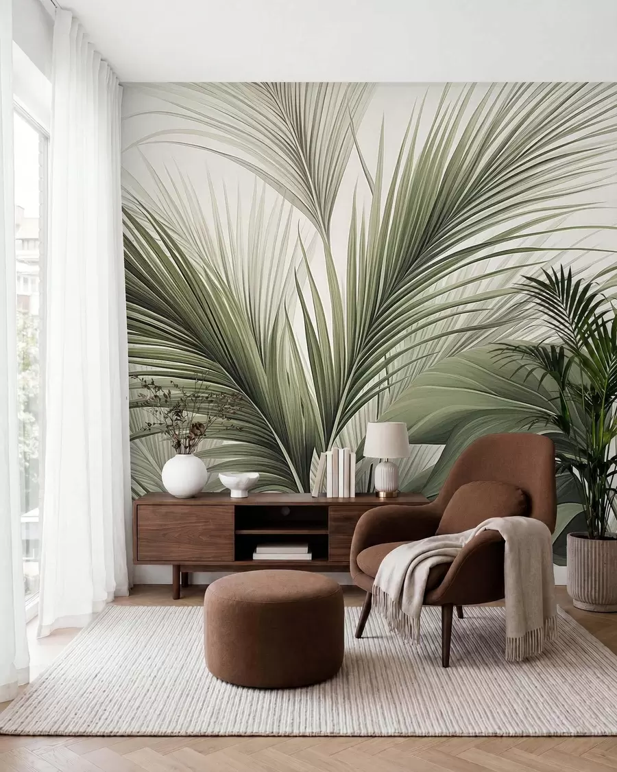 murales de pared Palmera en verde w09986