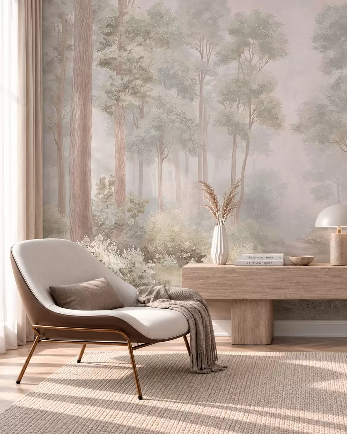 murales de pared Sendero del bosque en pastel w05889