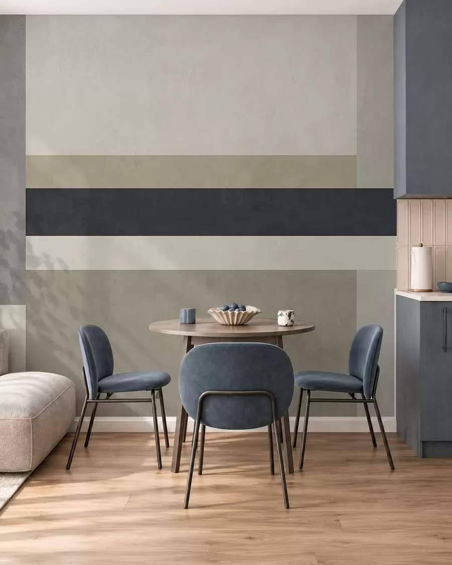 murales de pared Bloques geométricos en tonos beige y grises con una raya oscura w05890v1