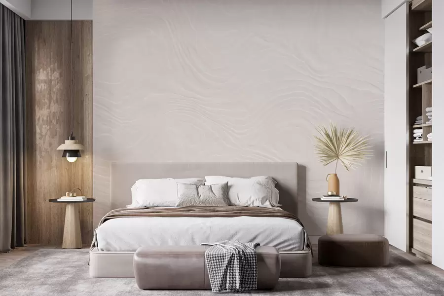 murales de pared Textura abstracta y ligera con líneas onduladas y un efecto de yeso natural w10092
