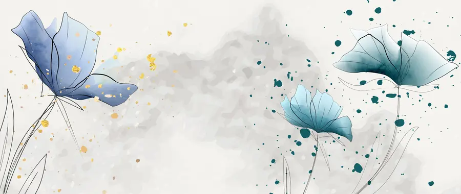 murales de pared Flores azules de acuarela u72112