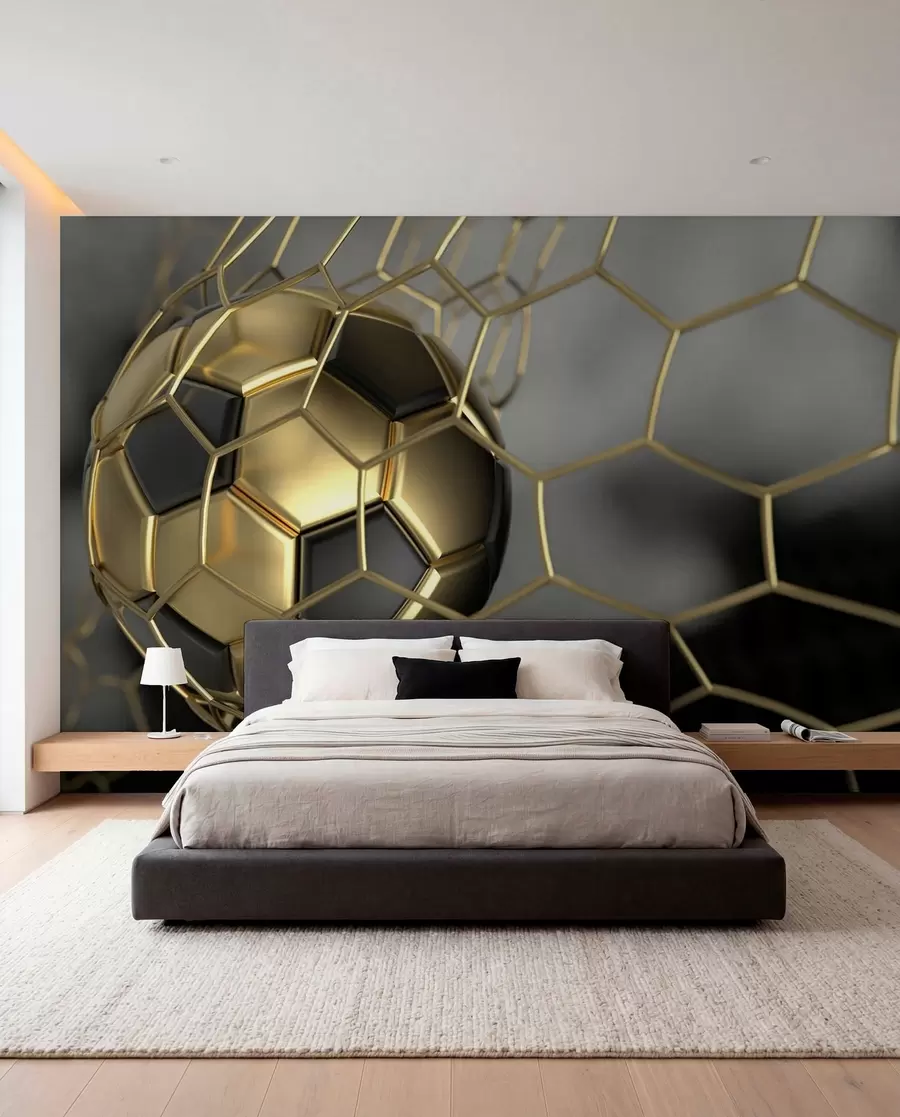 murales de pared Un balón de fútbol en la portería u73010