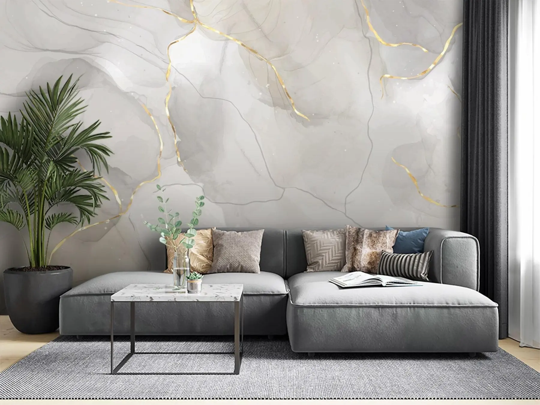 murales de pared Fondo de acuarela de mármol con líneas u80088