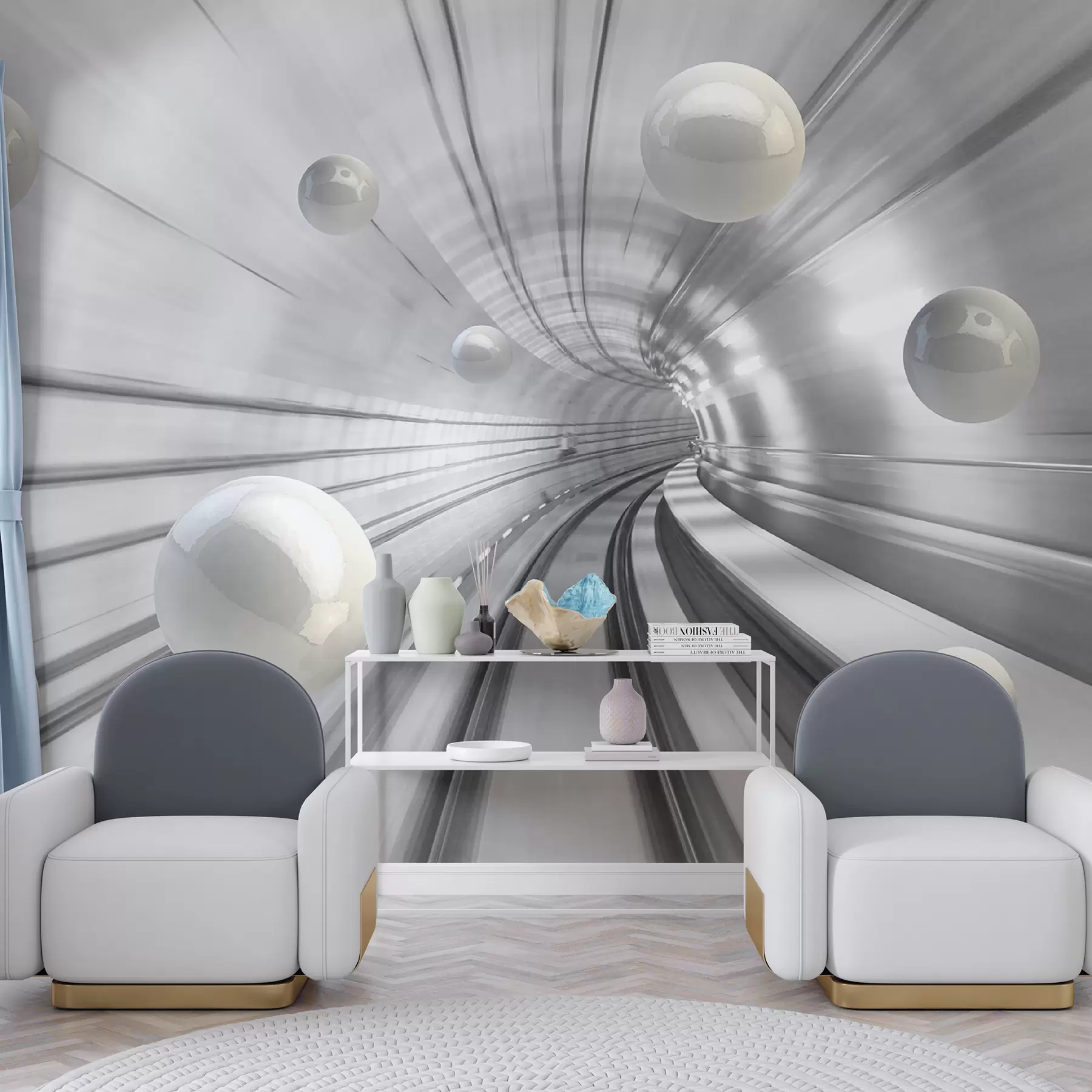 murales de pared Túnel con esferas brillantes u17532