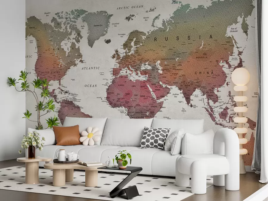 murales de pared Brown, mundo y ecorregión u64316