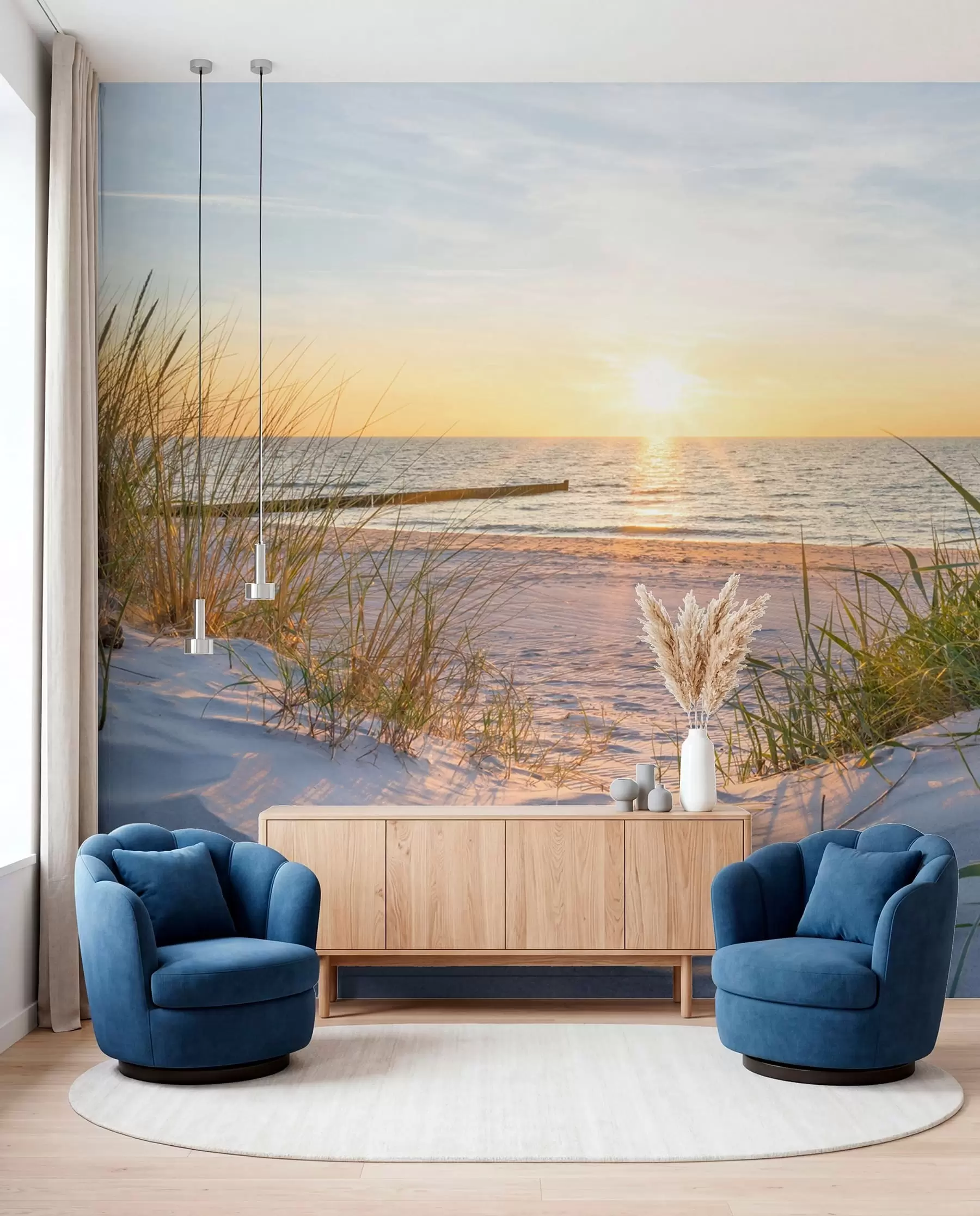 murales de pared Foto/playa panorámica con puesta de sol u93577