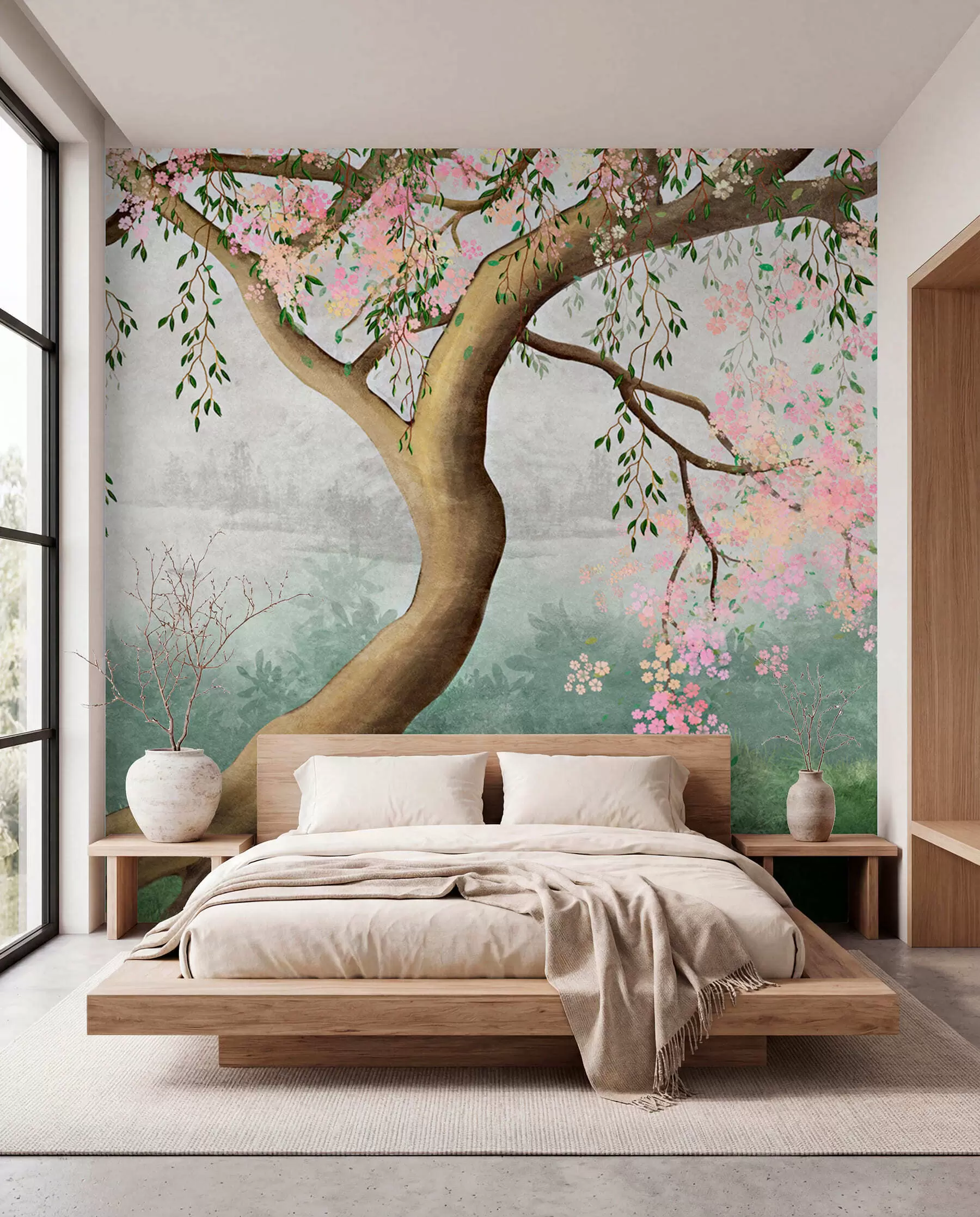 murales de pared Árbol en flor en la colina u93587