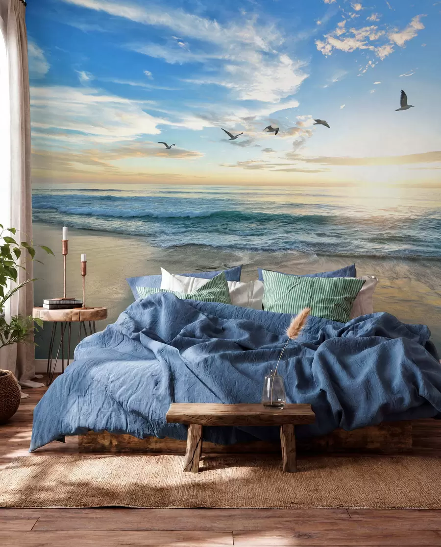 murales de pared Los pescadores y el mar al amanecer u93607