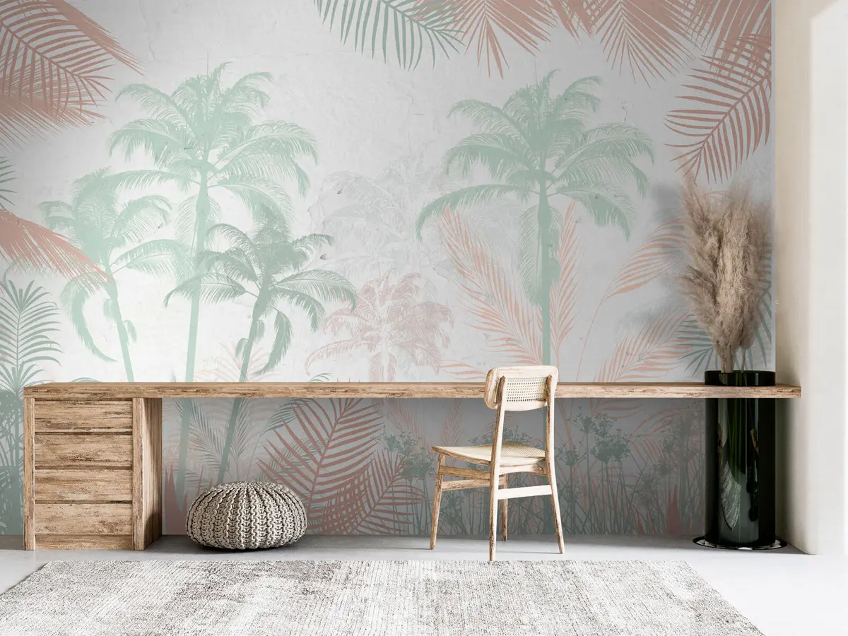 murales de pared Vista tropical brillante de la palmera u73970
