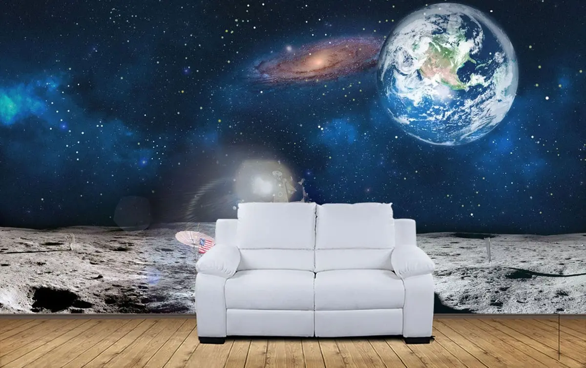 Murales de pared Sonda lunar, vista de la Tierra u32021 murales de pared Sonda lunar, vista de la Tierra u32021