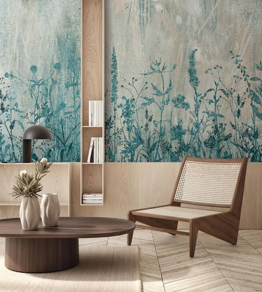 murales de pared Plantas verdes en una pared de concreto u93666