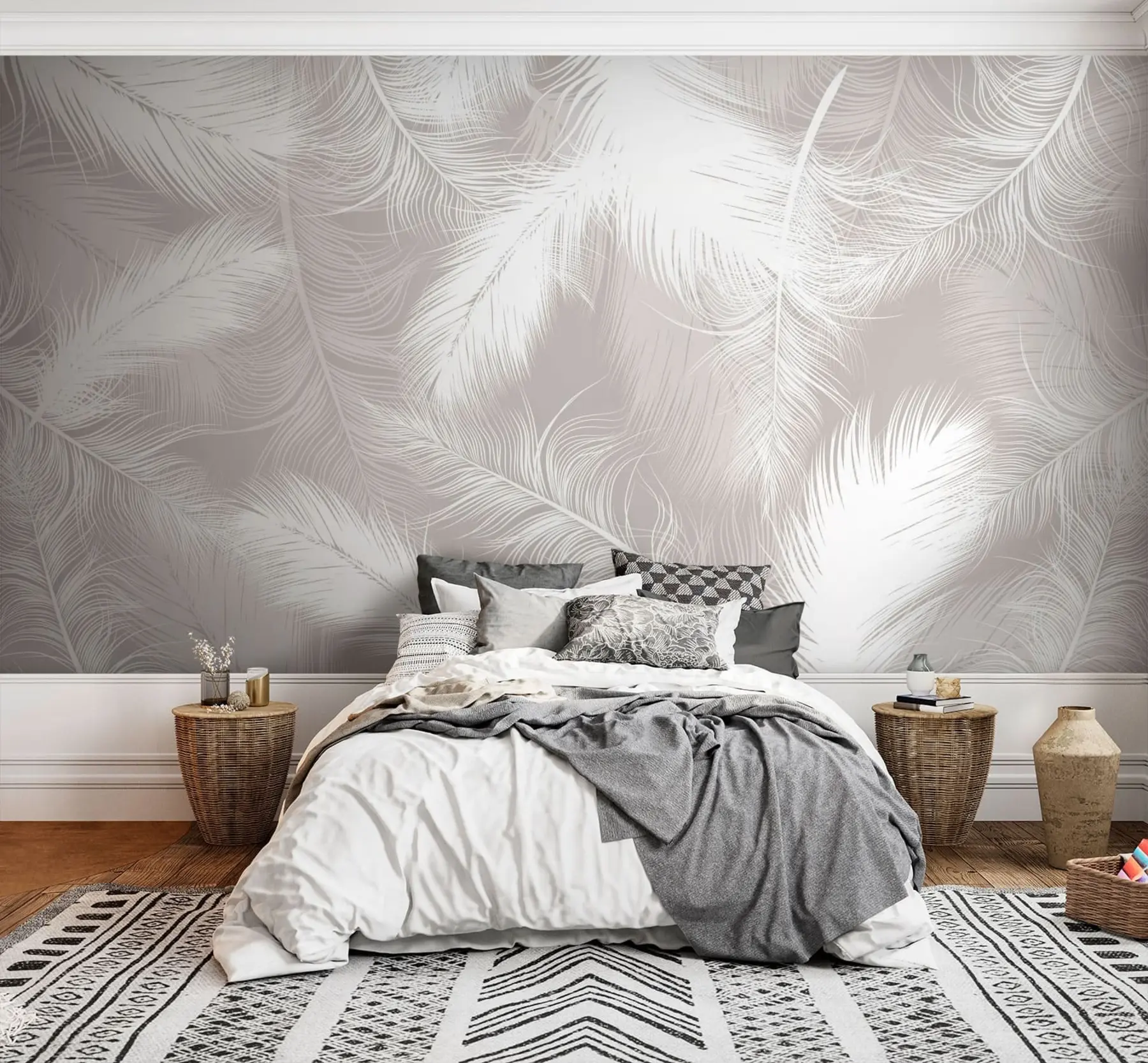 murales de pared Plumas blancas suaves u74474