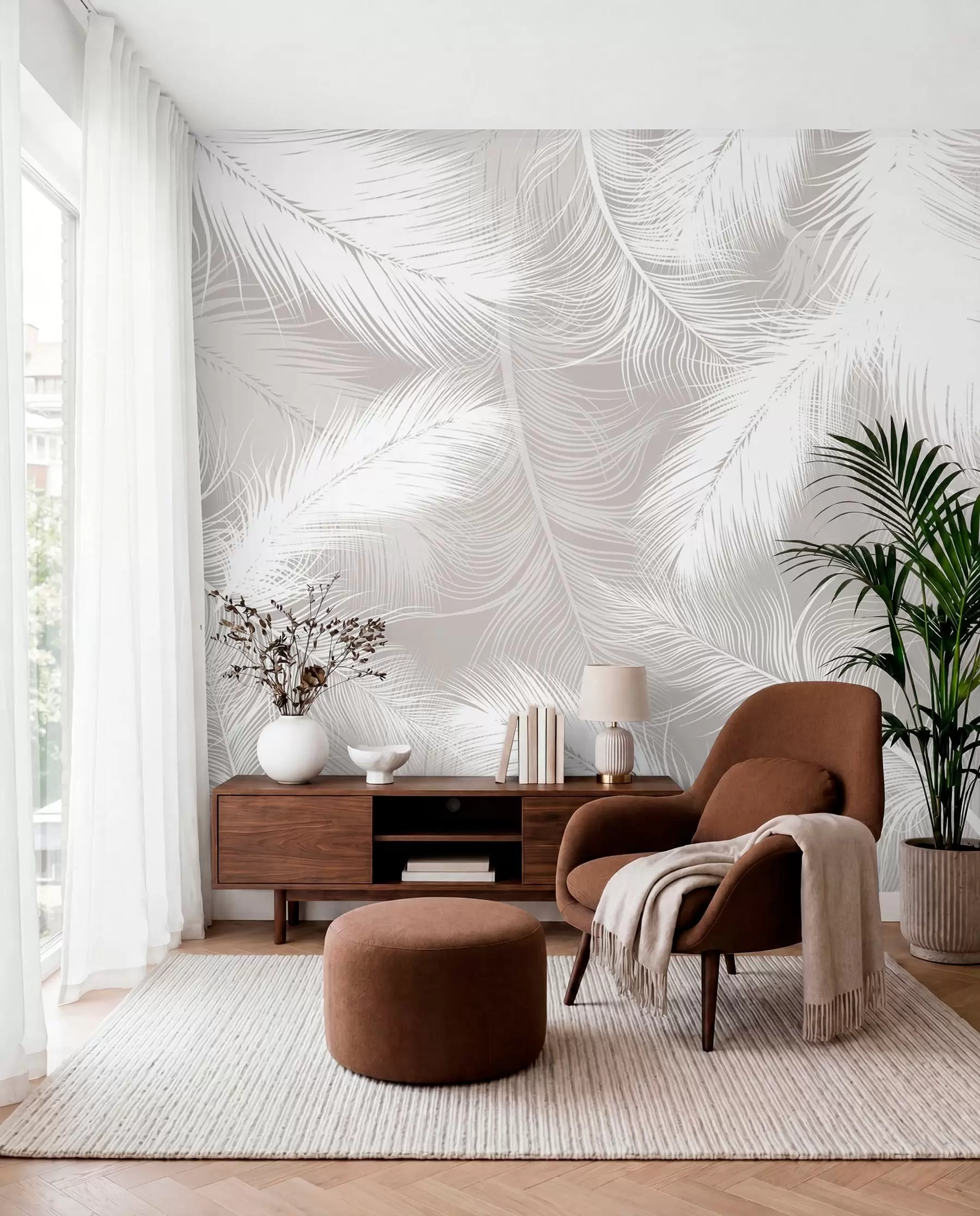 murales de pared Plumas blancas suaves u74474