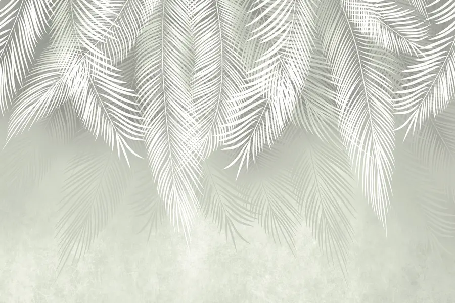 murales de pared Palmas blancas de ramas sobre un fondo verde u74489