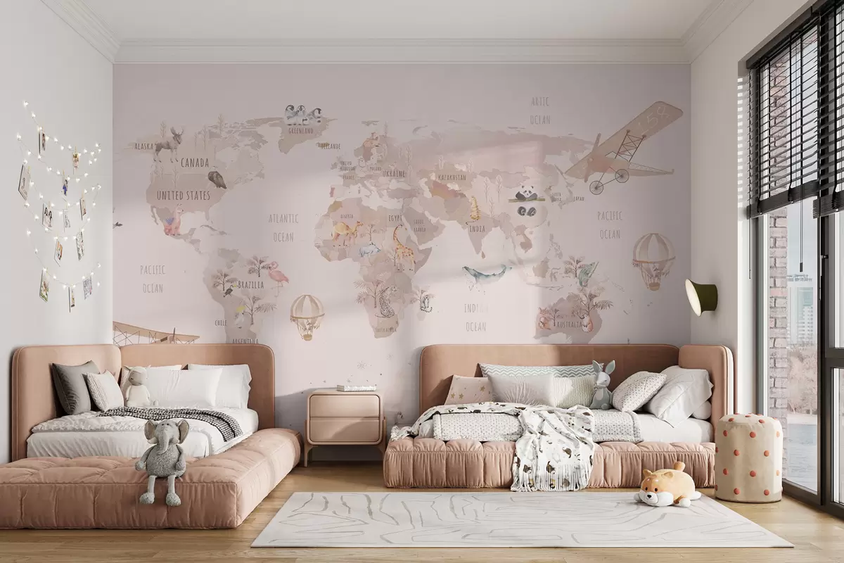 murales de pared Mapa de cuento de hadas del mundo u74508