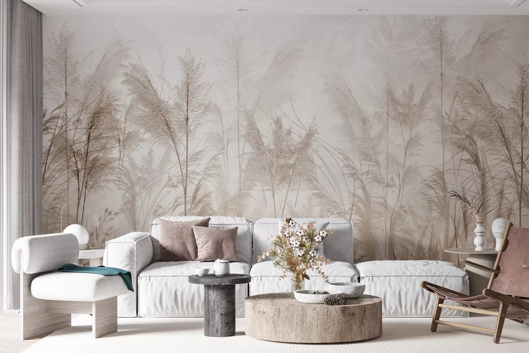 murales de pared Plantas altas en colores pastel u93903