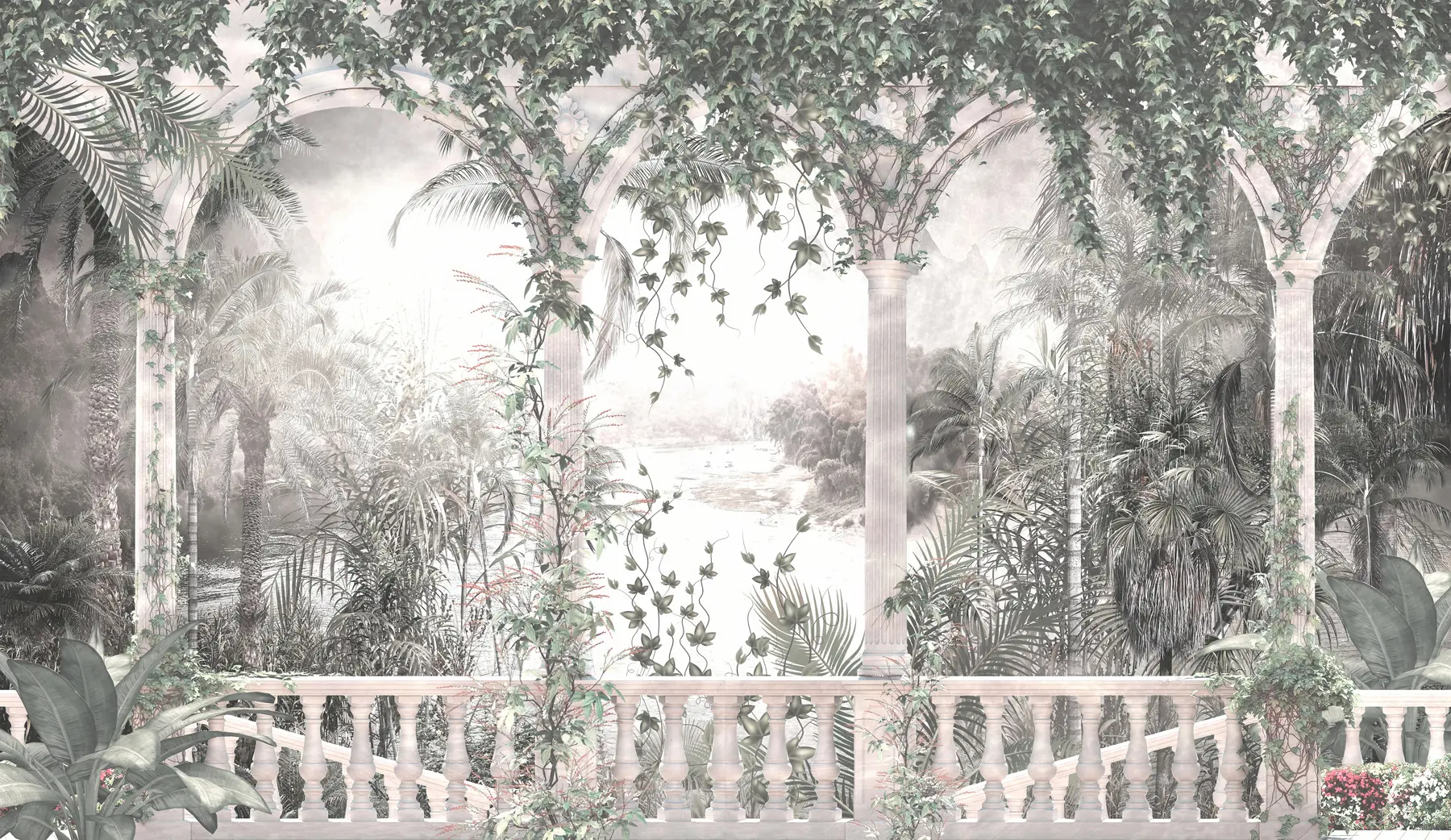 murales de pared Antiguos arcos en el jardín u94141