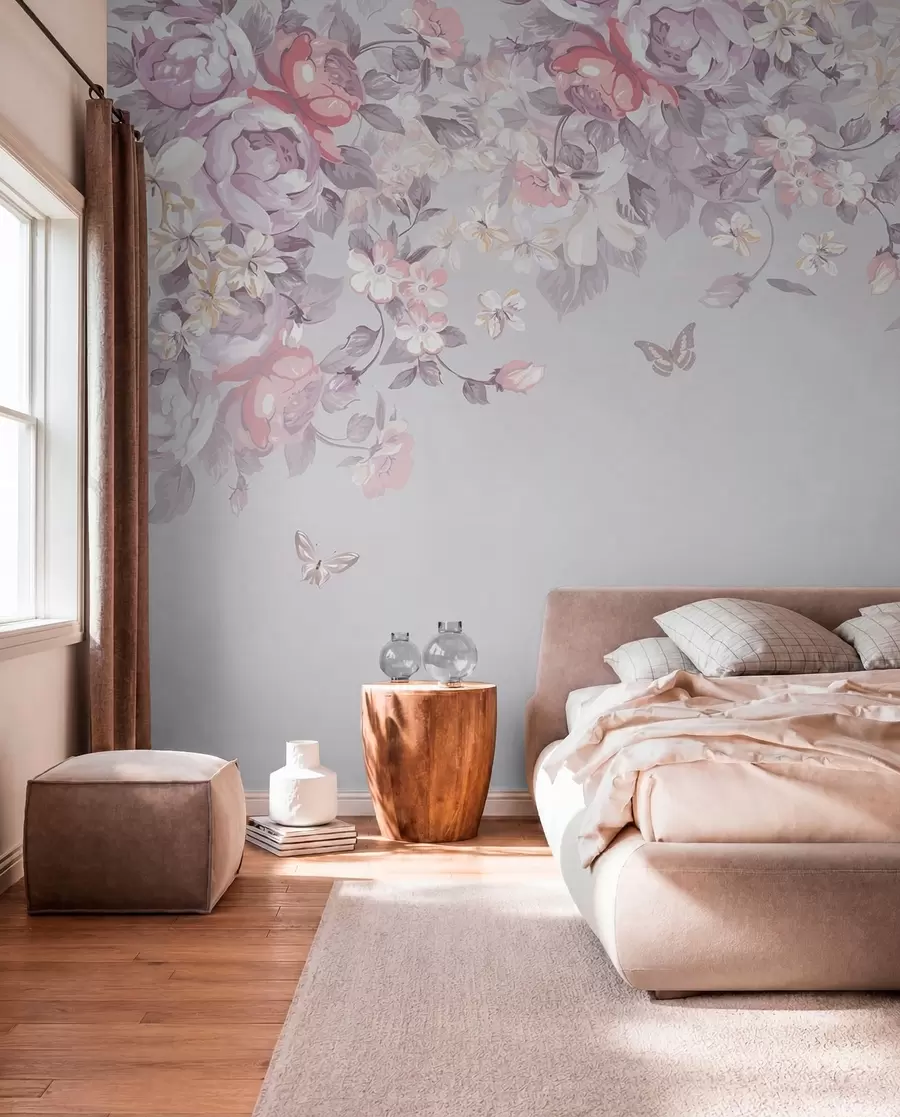 murales de pared Un jardín de boletos con flores y mariposas u94295