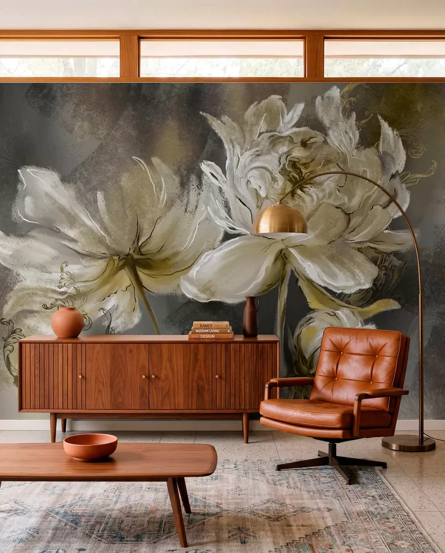 murales de pared Flores vintage sobre fondo de textura u78738