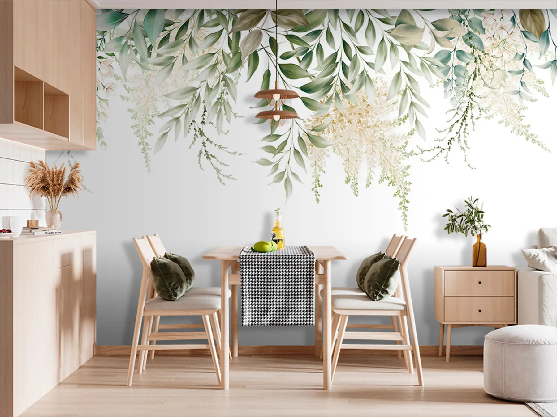 murales de pared Marco floral con greens de acuarela u94197