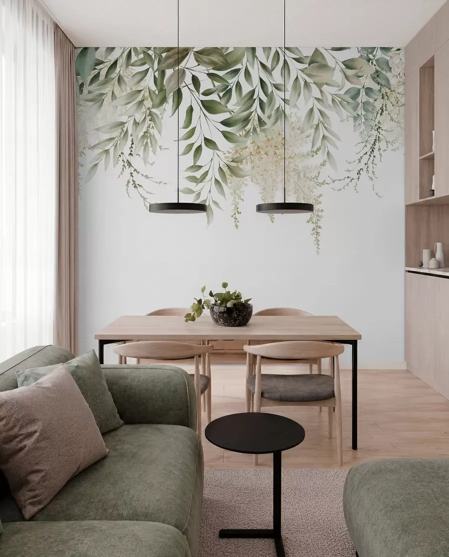 murales de pared Marco floral con greens de acuarela u94197