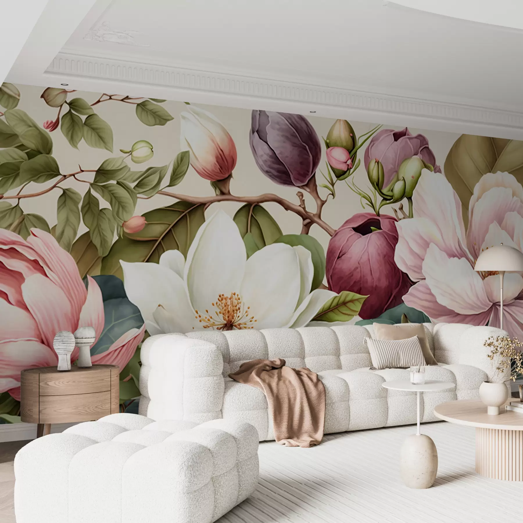 murales de pared pincel ligero de flores de acuarela u70654