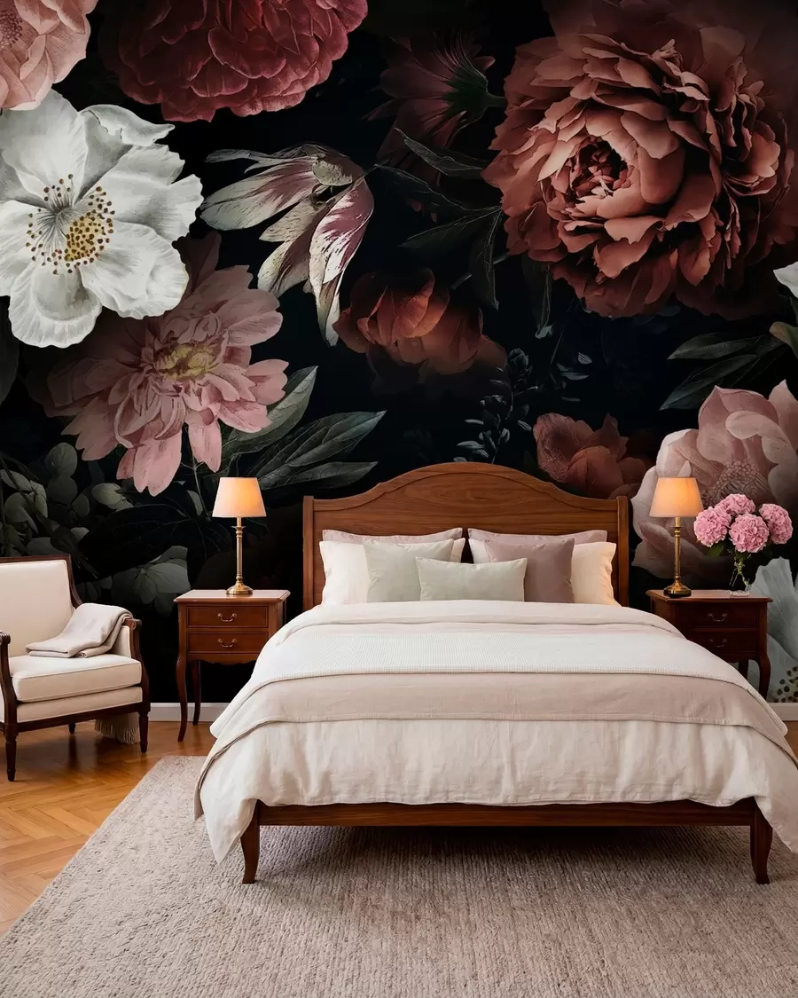 murales de pared Diseño de rosas con efecto acuarela u94330