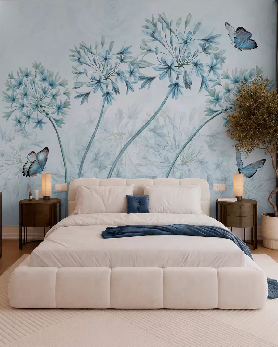 murales de pared Planta, flor y azul u35495