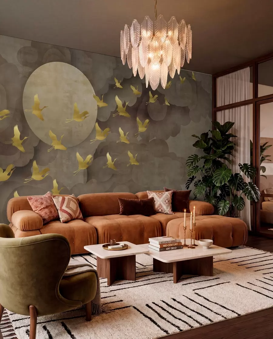 murales de pared Vuelo de cigüeñas al estilo chino u00554