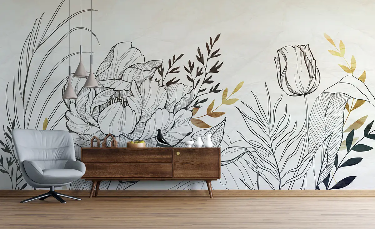 murales de pared follaje de flores u94307