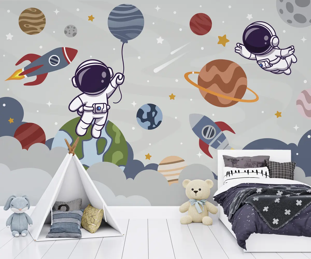 murales de pared Cohete y astronauta en el espacio u94476