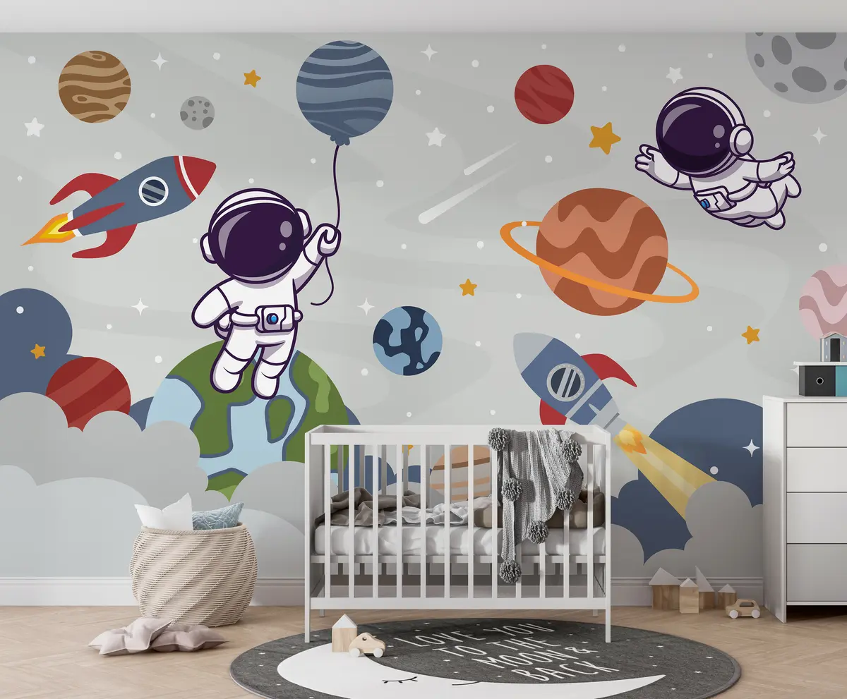 murales de pared Cohete y astronauta en el espacio u94476