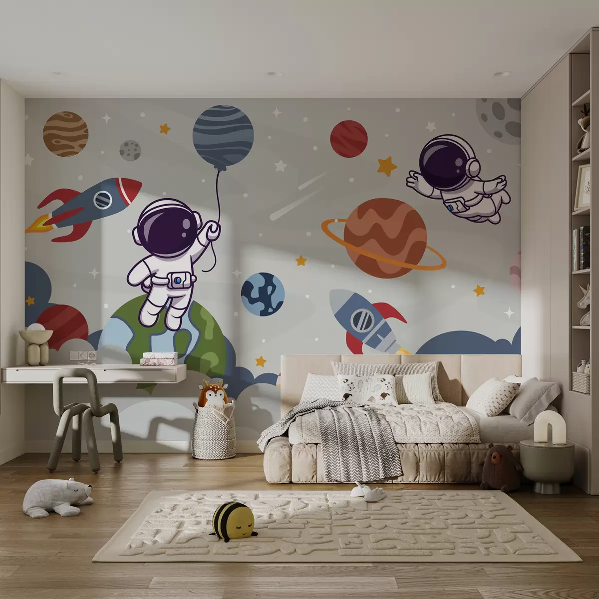 murales de pared Cohete y astronauta en el espacio u94476