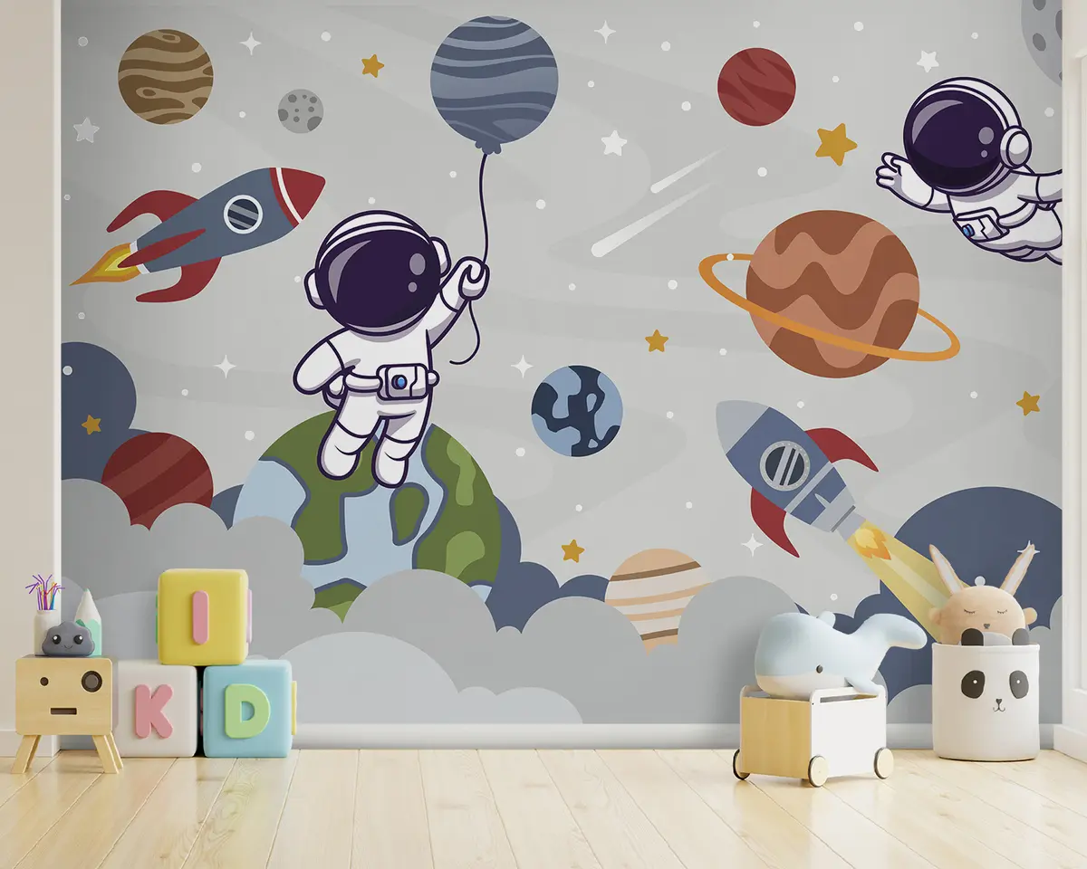 murales de pared Cohete y astronauta en el espacio u94476