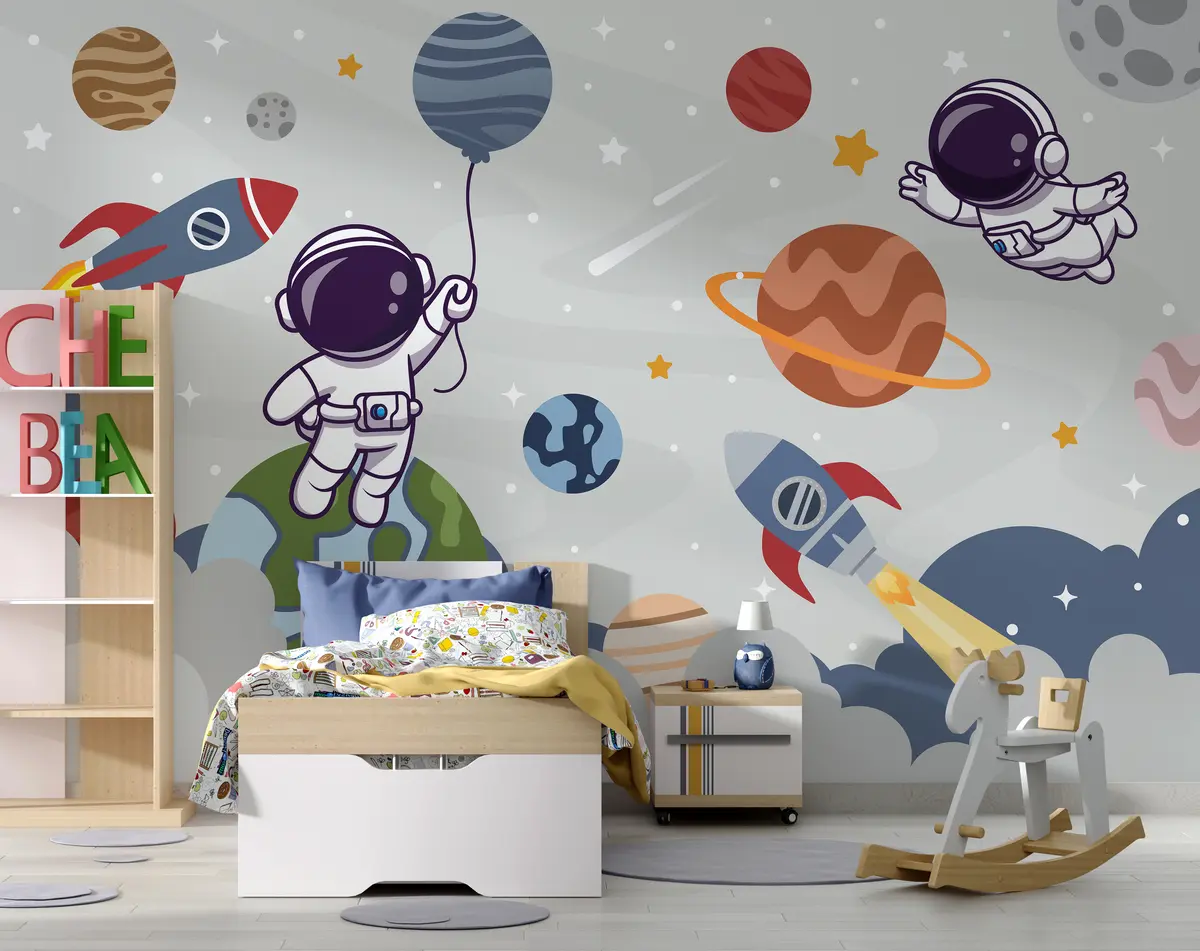 murales de pared Cohete y astronauta en el espacio u94476