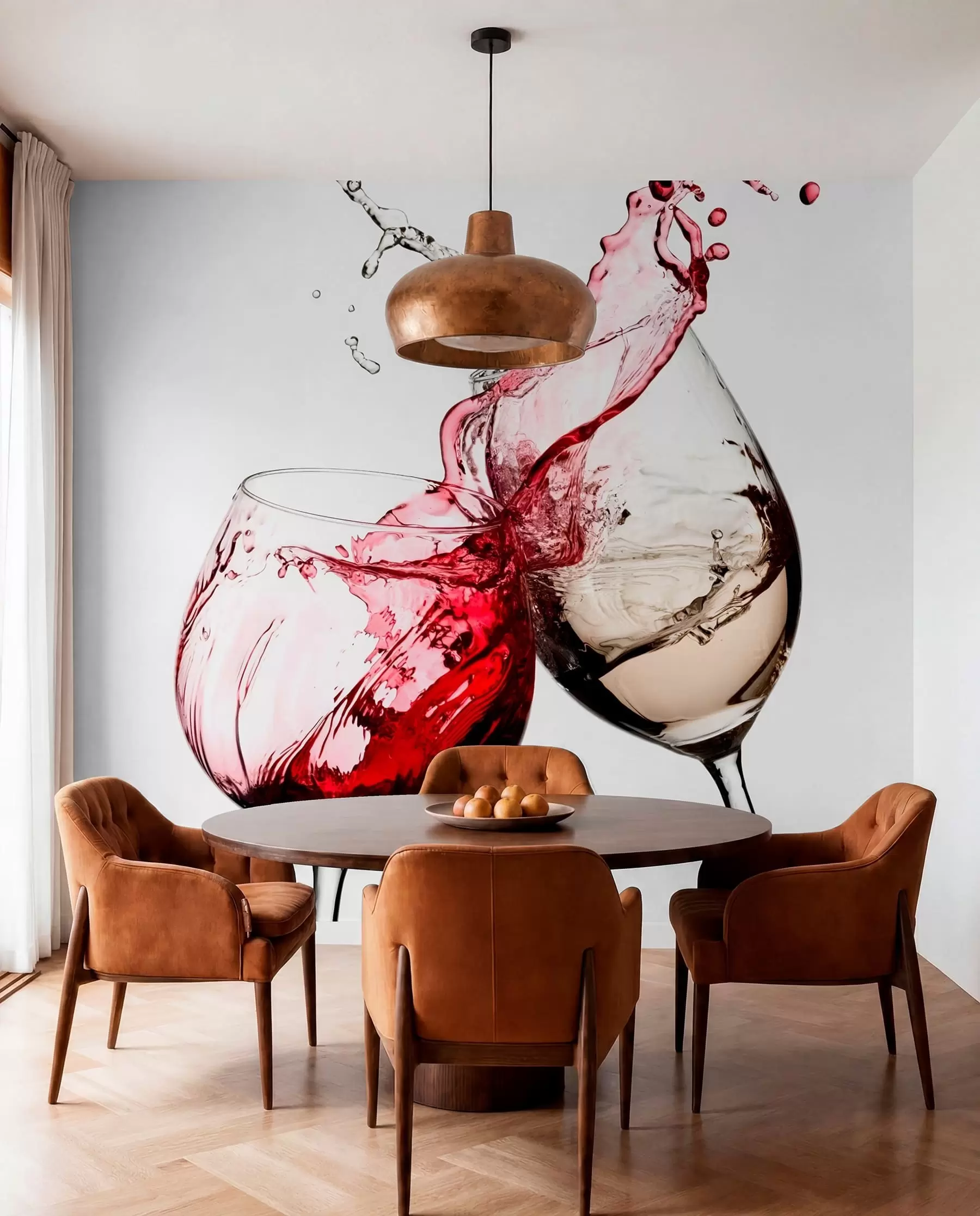 murales de pared Vino blanco y tinto en copas u75563