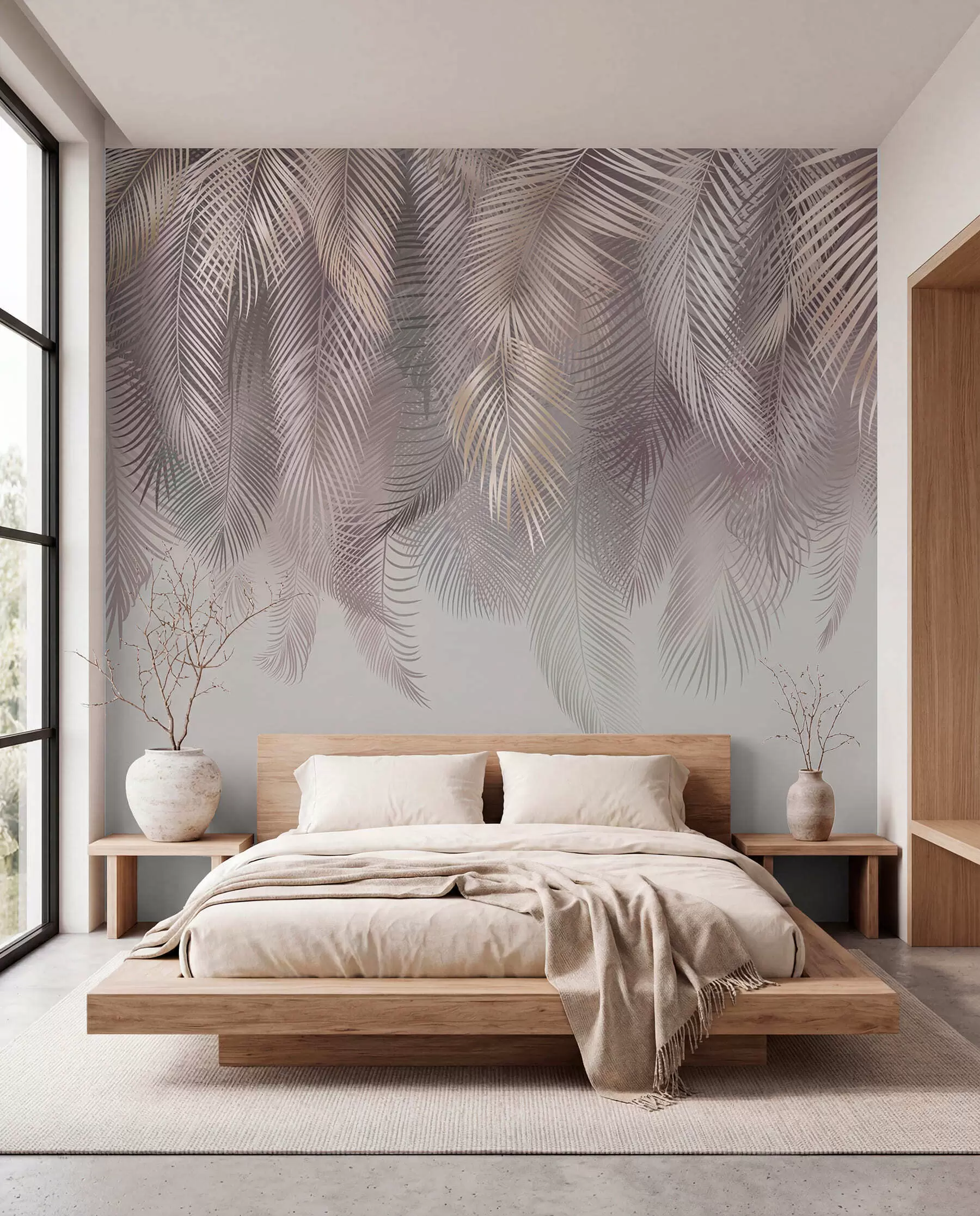 murales de pared Hojas de palmera rosas u94375