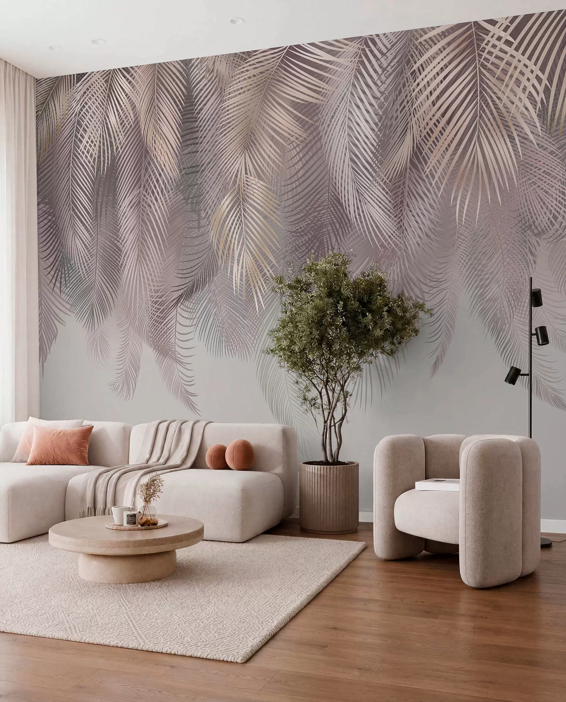 murales de pared Hojas de palmera rosas u94375